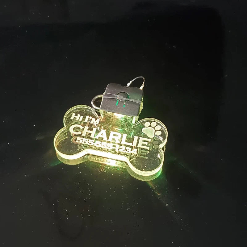 Fandszms | Customized LED Pet ID Tag with Luminous Light for Night Visibility