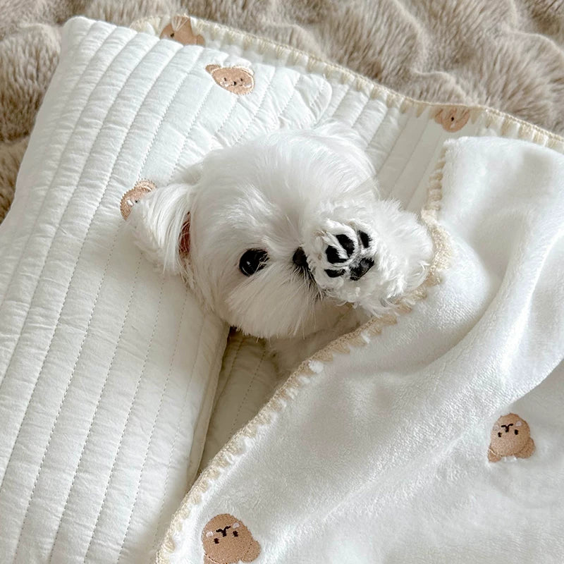 Fandszms | Winter Dog Sleeping Quilt Mat with Bed Blanket Set