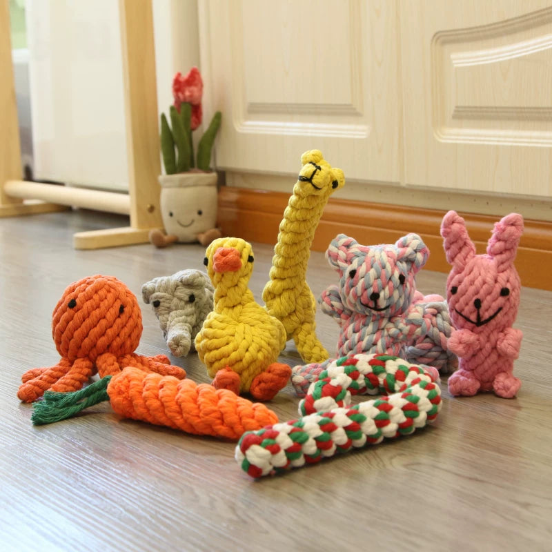 Fandszms | Cotton Rope Dog Toys with Vegetable and Fruit Design for Small Dogs