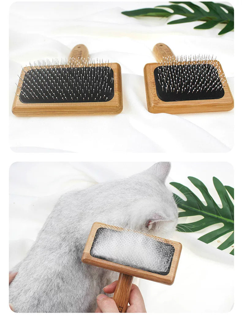 Fandszms | Wooden Handle Needle Comb for Dog and Cat Grooming Detangling