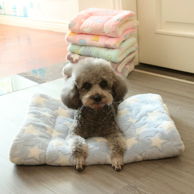 Fandszms | Warm Flannel Pet Sleeping Mat for Dogs and Cats Indoor Use
