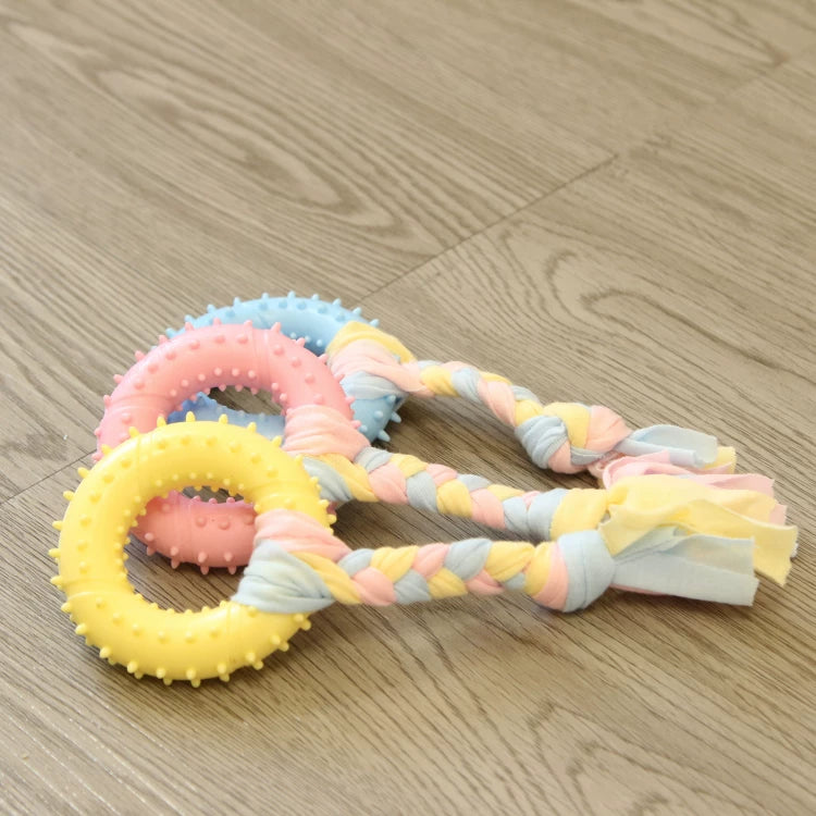 Fandszms | TPR Dog Chew Toy with Cotton Rope Knot for Small Dogs and Puppies