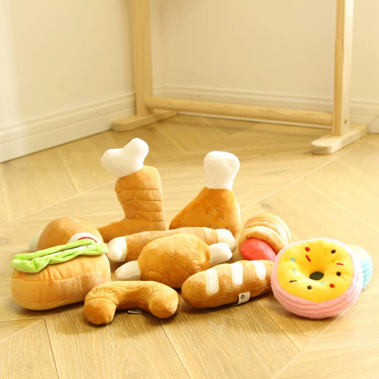 Fandszms | Plush Squeaky Dog Toys with Afternoon Tea Style for Small Dogs