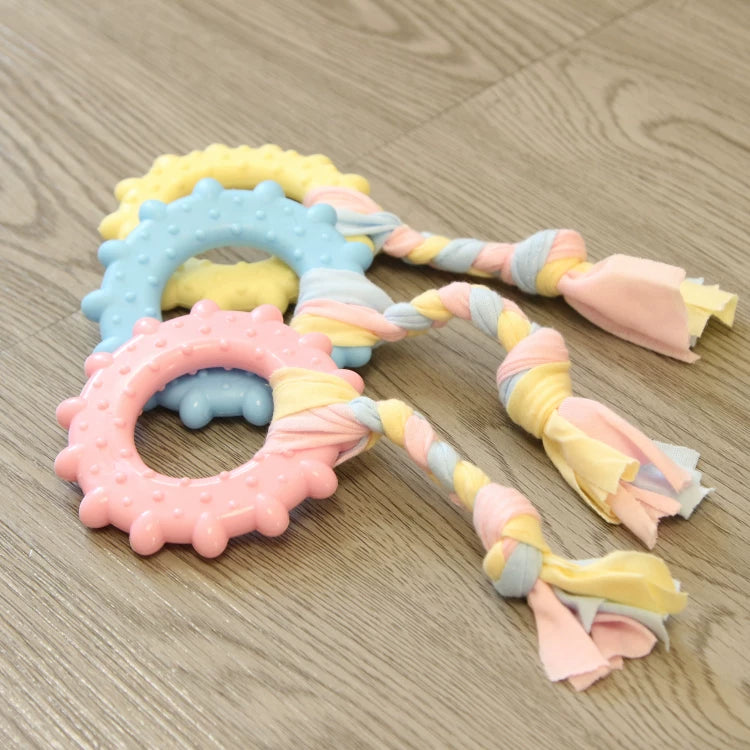 Fandszms | TPR Dog Chew Toy with Cotton Rope Knot for Small Dogs and Puppies