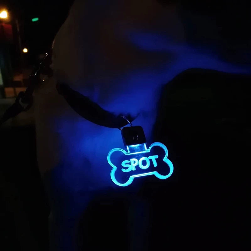 Fandszms | Customized LED Pet ID Tag with Luminous Light for Night Visibility
