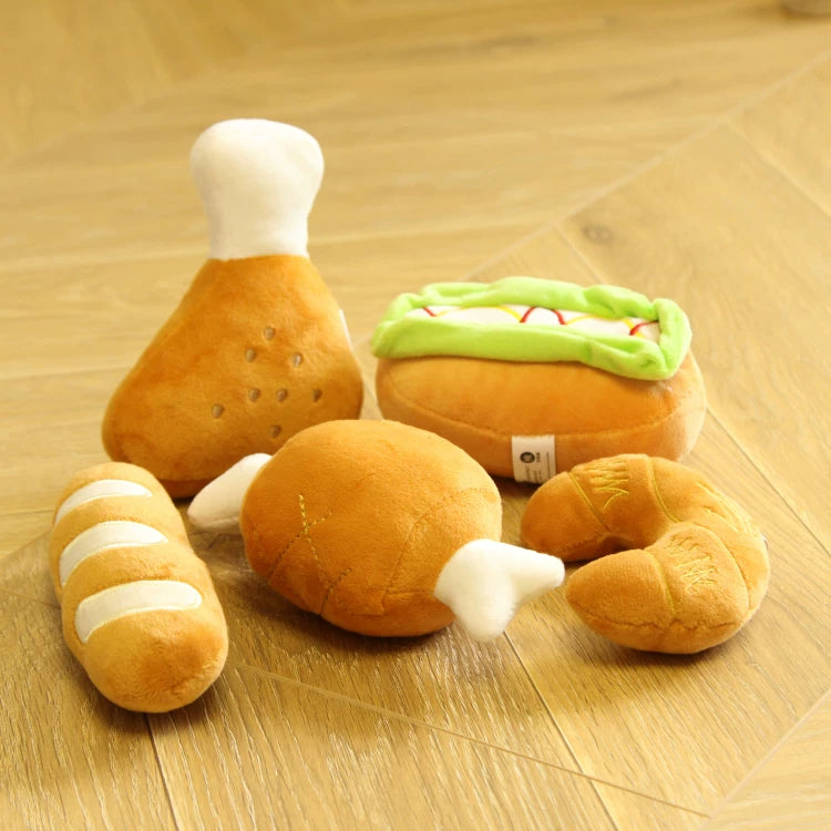 Fandszms | Plush Squeaky Dog Toys with Afternoon Tea Style for Small Dogs
